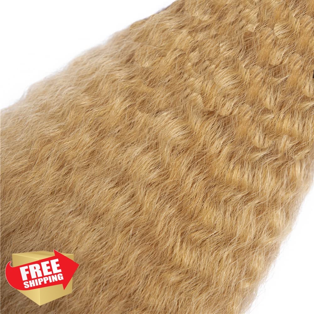 GtaiiReu 24 26 28 Inch #27 Blonde Yaki Straight Human Hair Bundles