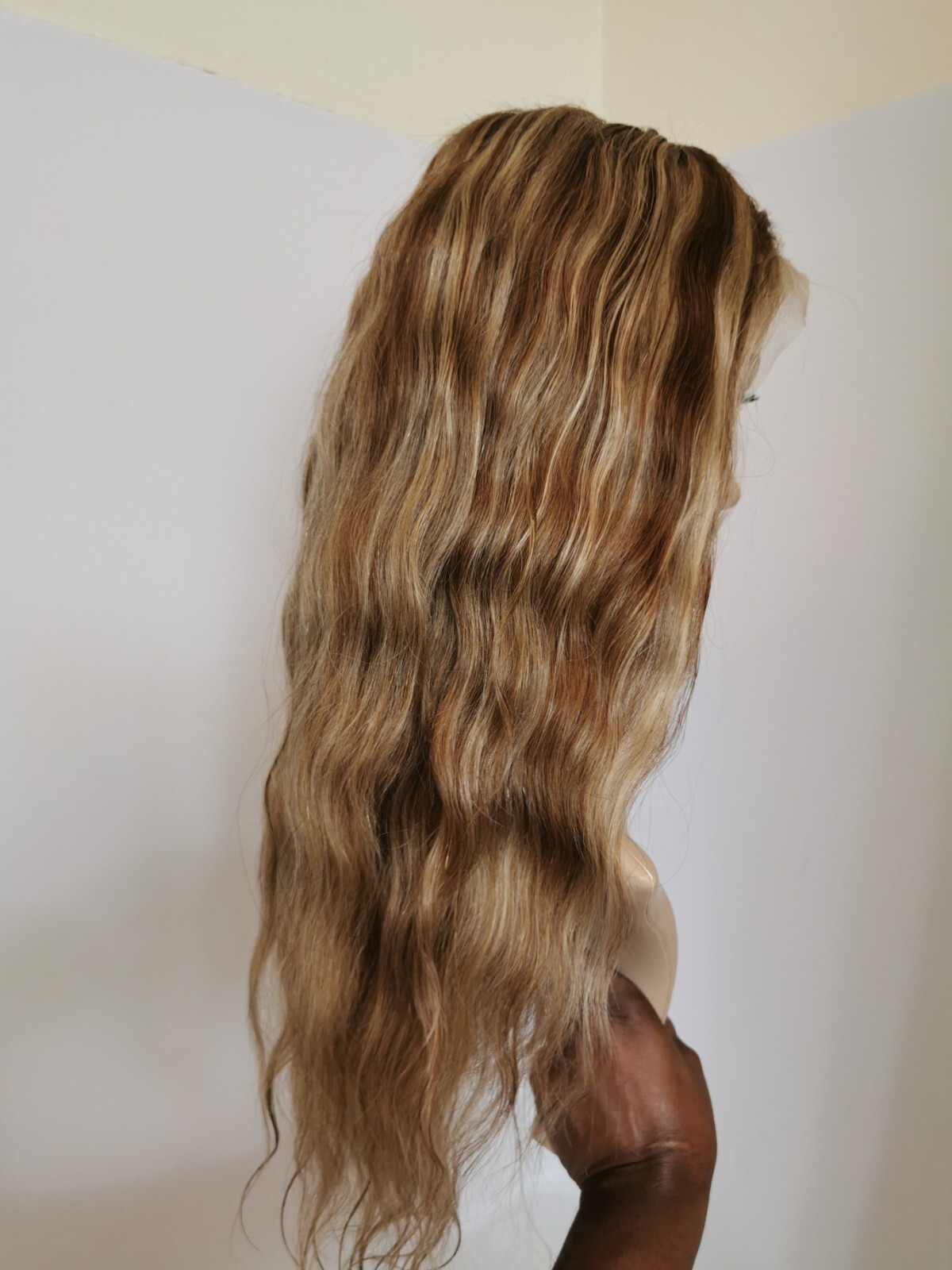 24” High Quality Hightlight Blonde Brown Human Hair 6X13 Front Lace Wig