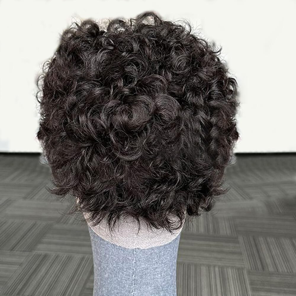 Pixie Cut Short Curly 13X6 Lace Front Wig for Men Human Hair PrePlucked Male Wig