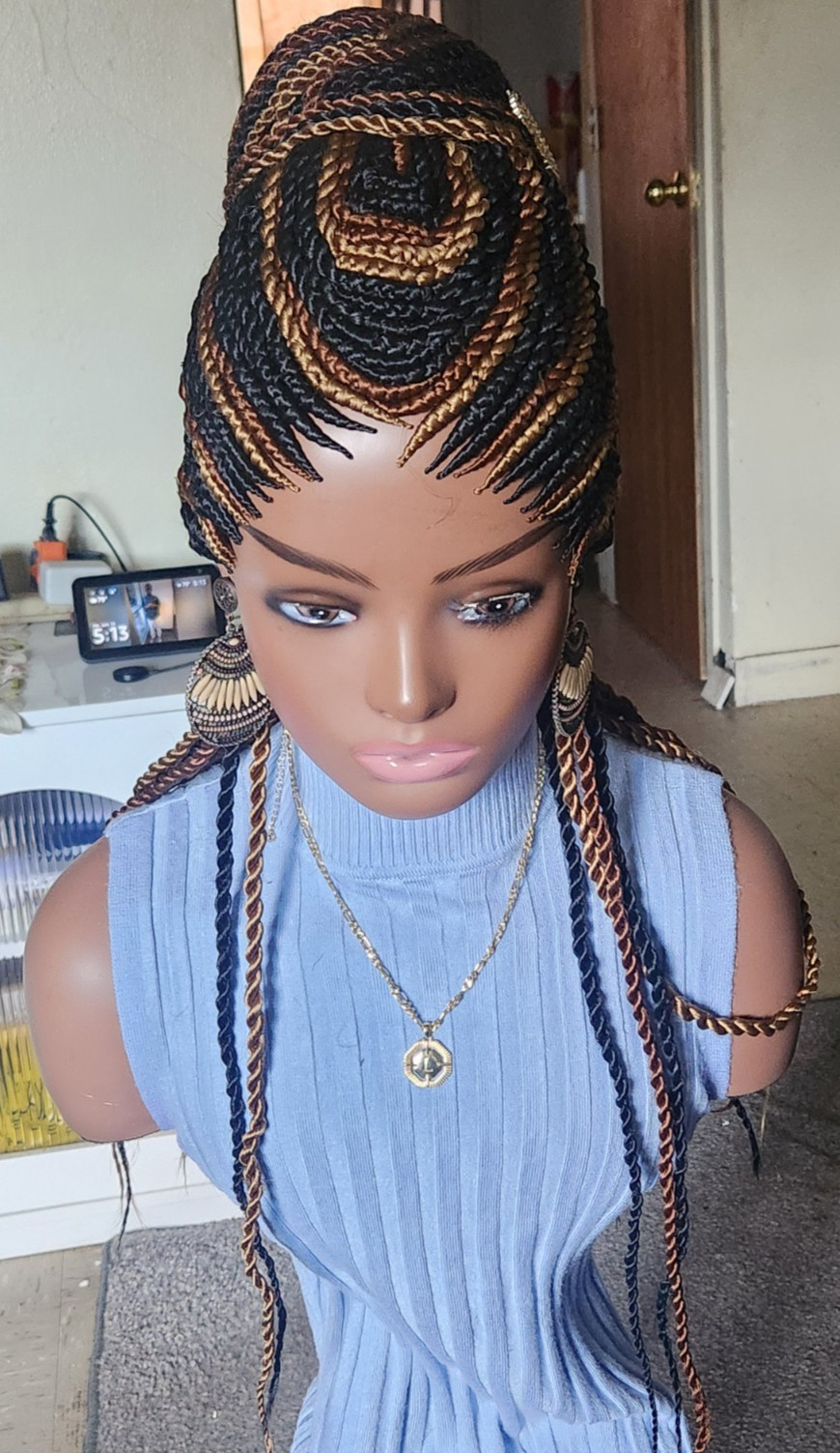 Fully hand braided senegale twist cornrows wig poney bout Multiple colors