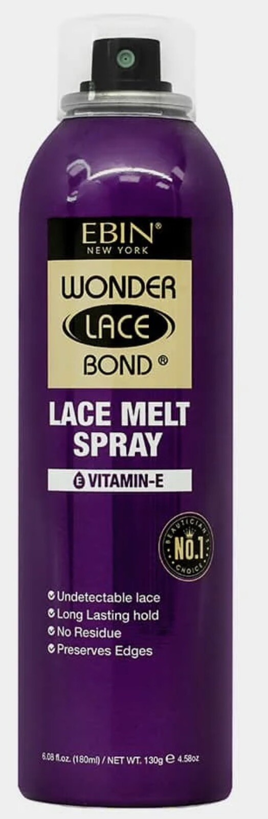 Ebin Wonder Lace Bond Wig Melt Spray Long Lasting Hold W/VitaminE (6.08Oz) 180ML