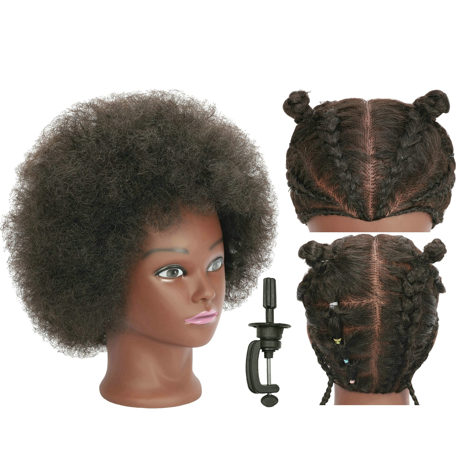 Kinky Curly 100% Real Human Hair Mannequin Head for Hairdresser Practice Afro…