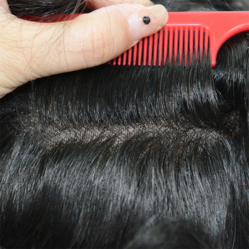 Toupee Mens Human Hair Skin Mono PU Replecement System Hair Pieces Hairpiece8X10