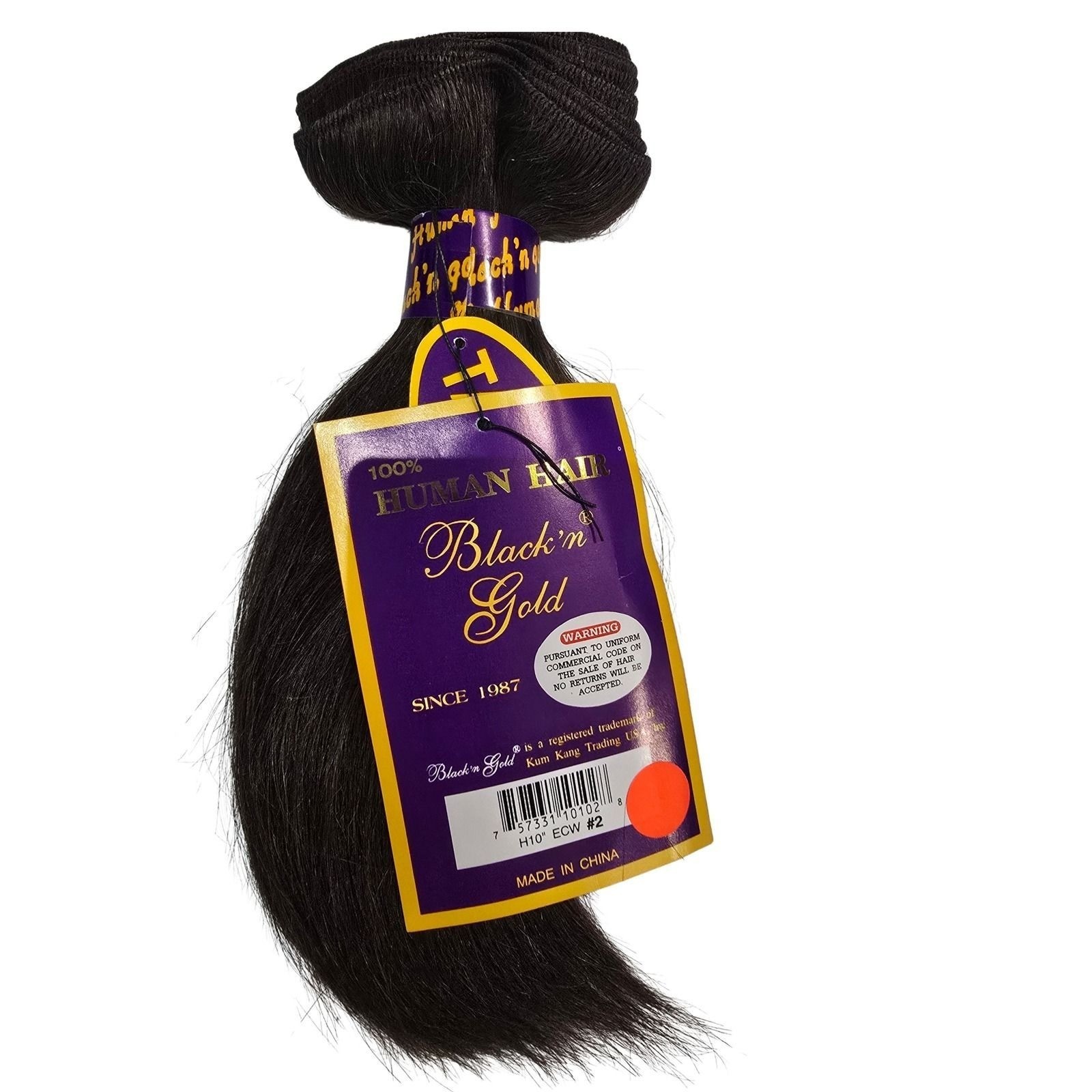 100% Human Hair Weave Bundle 10″ Color #2 Black ‘n Gold 3 PACKS ECW #2