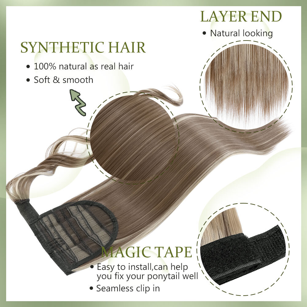 Long/Short Wrap Around Ponytail 100% Natural Clip in Pony Tail Hair Extensions