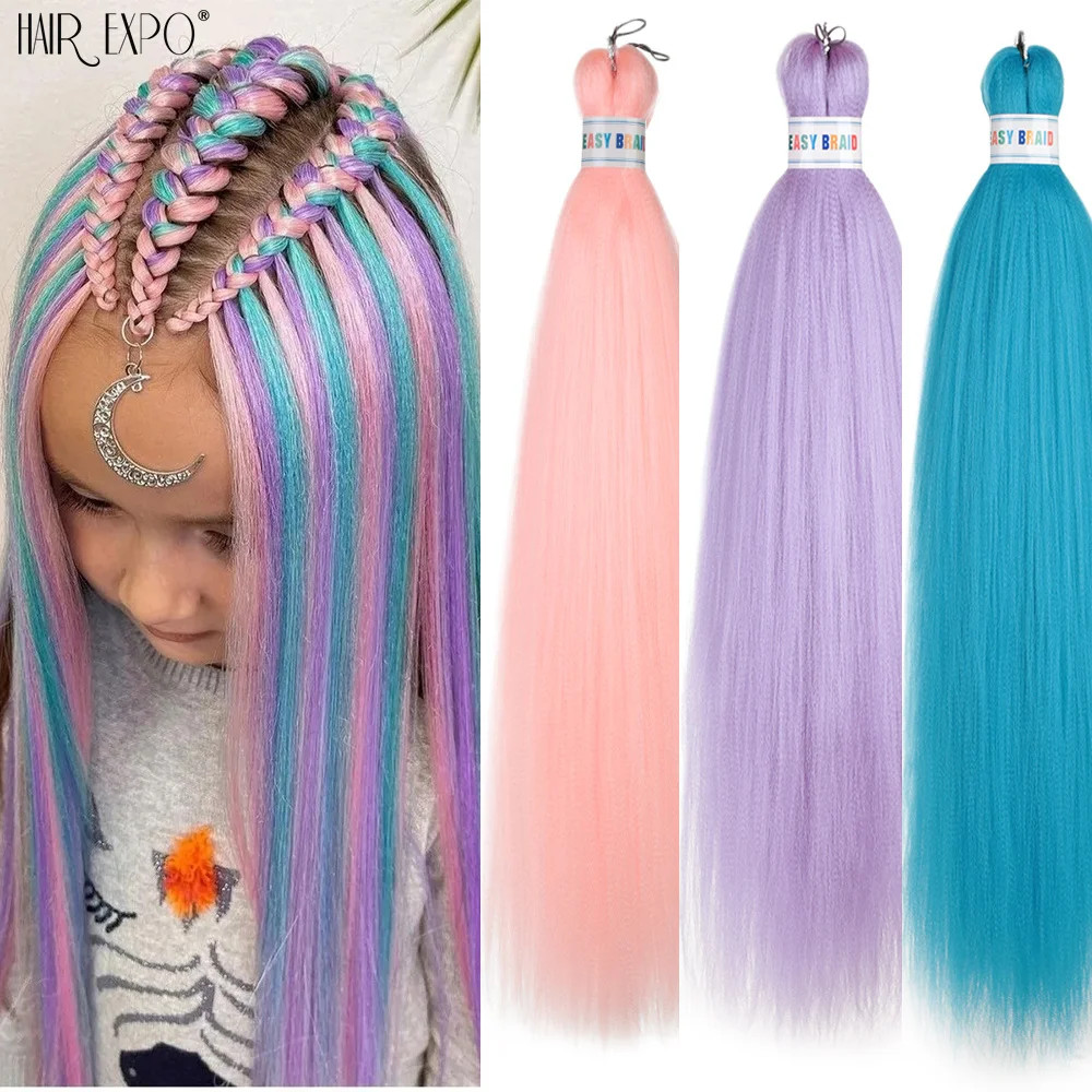 Purple Pre Stretched Braiding Hair Extensions 26Inch Synthetic Jumbo Braids For
