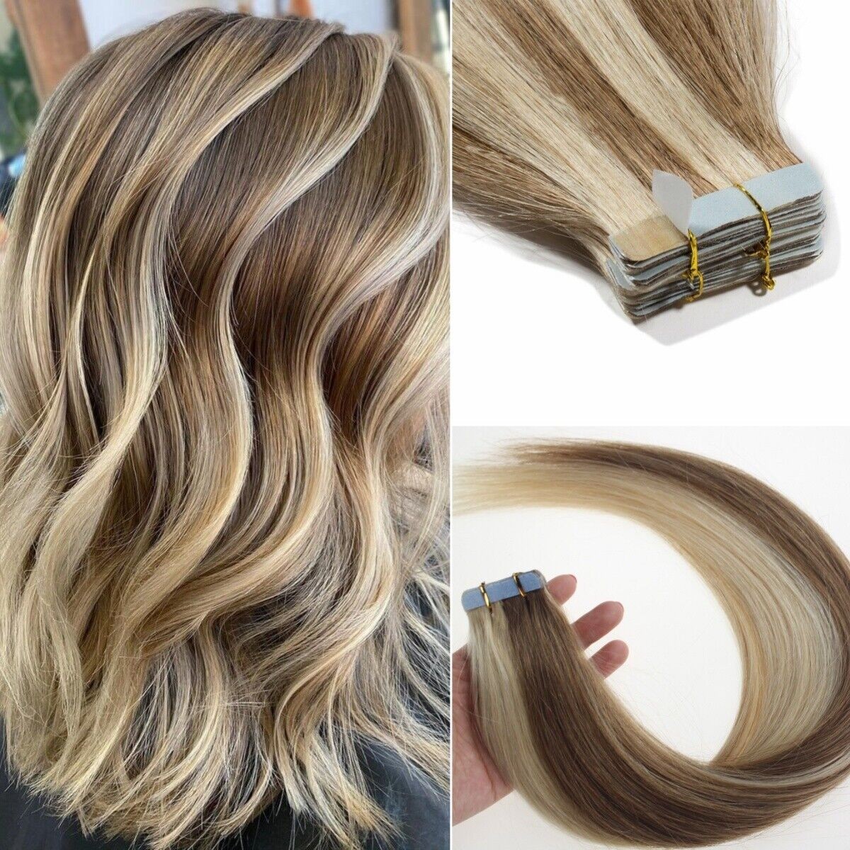 Tape in Real Human Hair Extensions Seamless Skin Weft Remy Russian Hair Straight