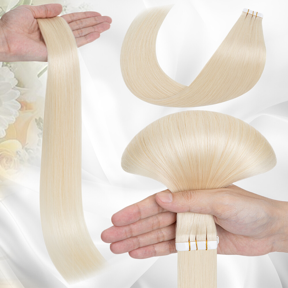 80PCS 200G Tape In Human 100% Remy Hair Extensions Skin Weft Highlight Full Head