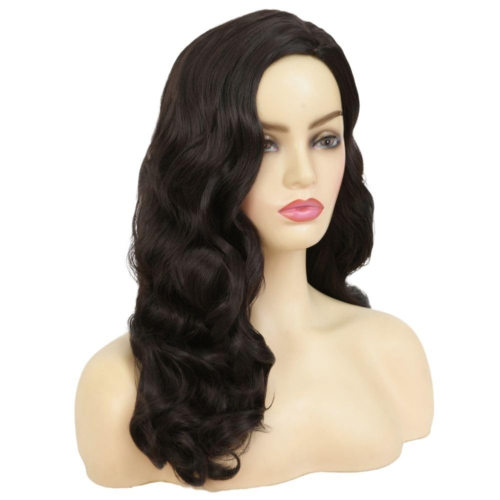 Long Black Curly Wavy Wig for Women Long Finger Wave Heat Resistant Fiber Syn…