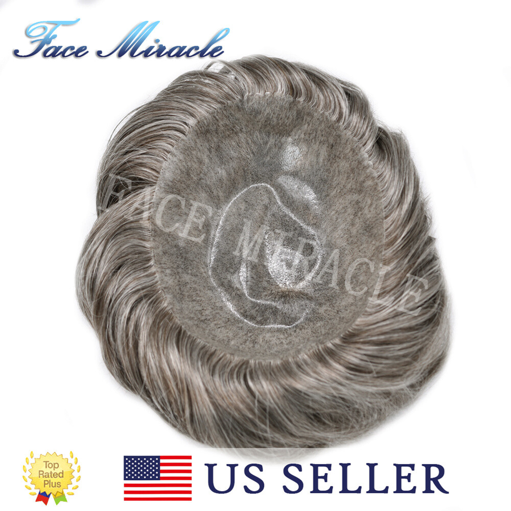 Full PU Mens Toupee Hair Piece Human Hair Replacement Systems Toupee for Man Wig