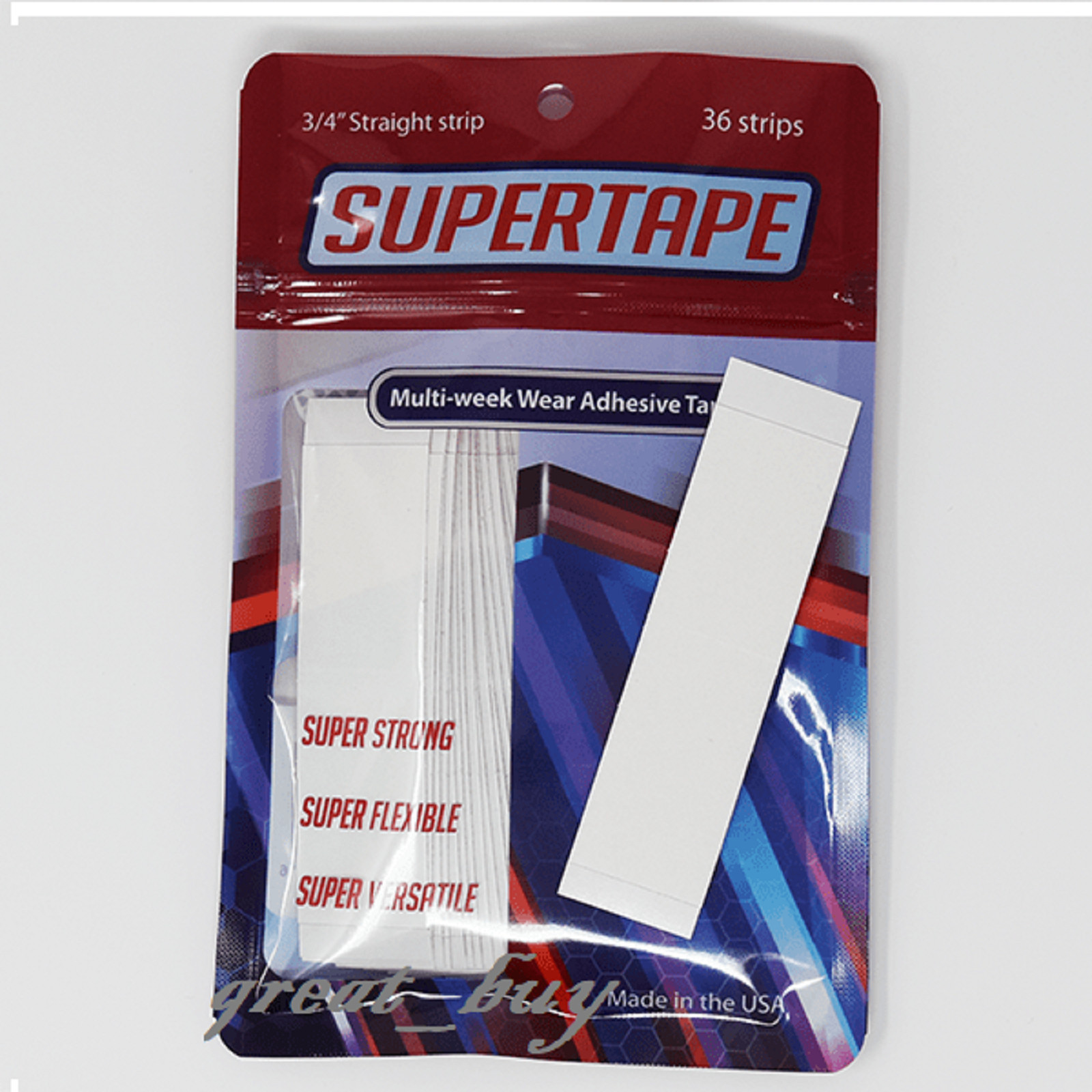 SuperTape 3/4″ X 3″ Straight_Double Sided Tape_36 Strips,Latex Free_ lace wigs.
