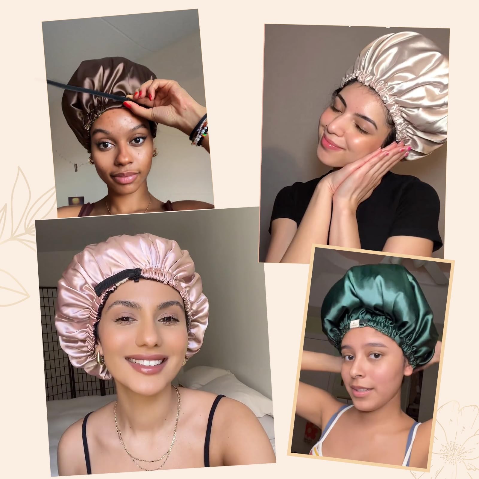 YANIBEST Adjustable Satin Bonnet Double Layer Hair Bonnet for Sleeping Bonnet…