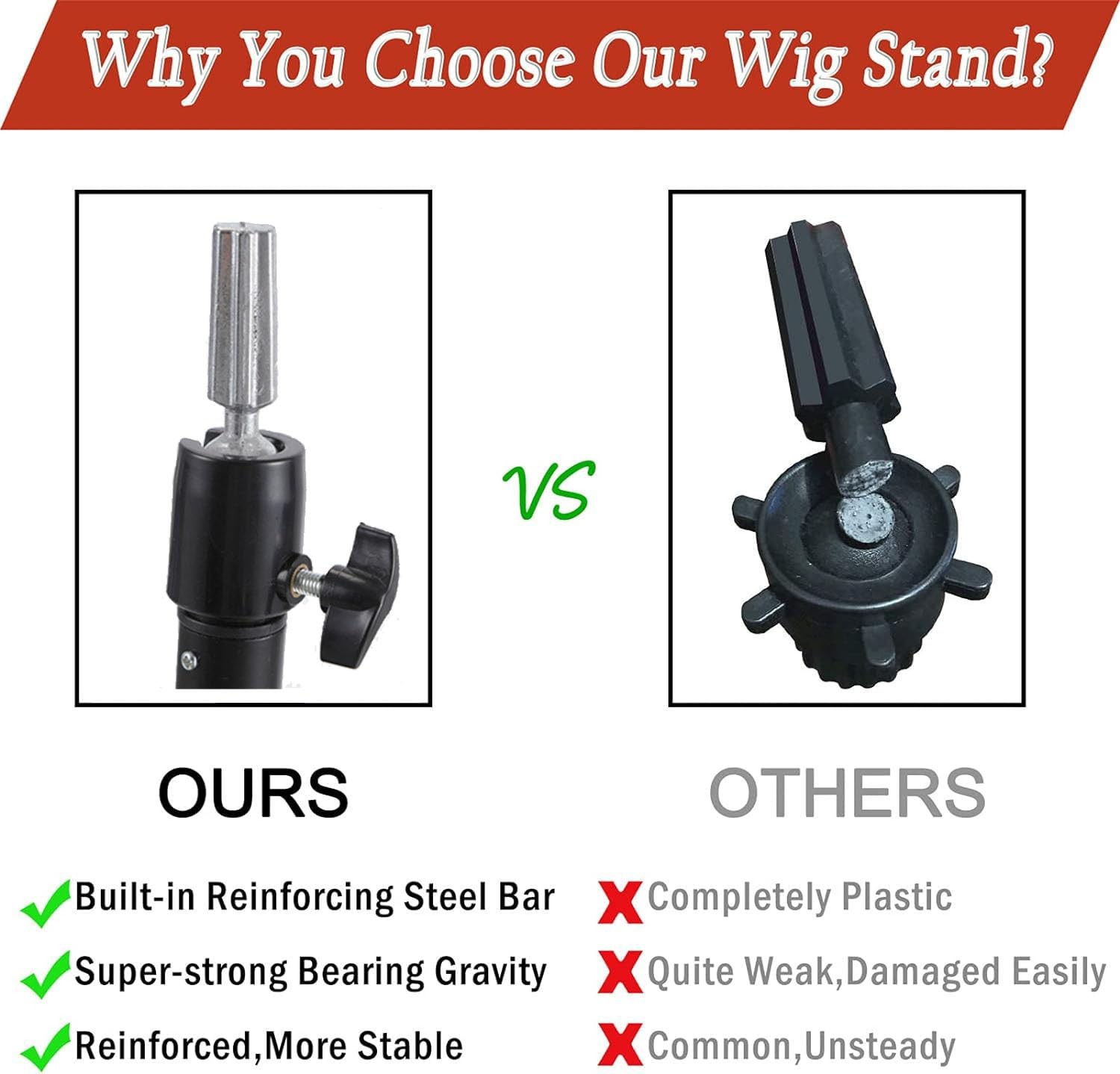 Generic Reinforced Wig Stand Tripod 55 Heavy Duty Adjustable Mannequin Head
