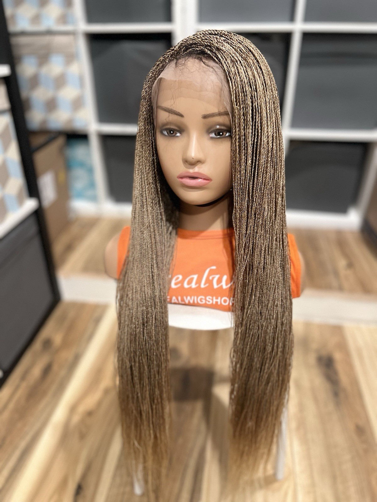 AFRICAN BRAIDED MICRO TWIST WIG MADE ON A FULL LACE WIG. 28”LONG.