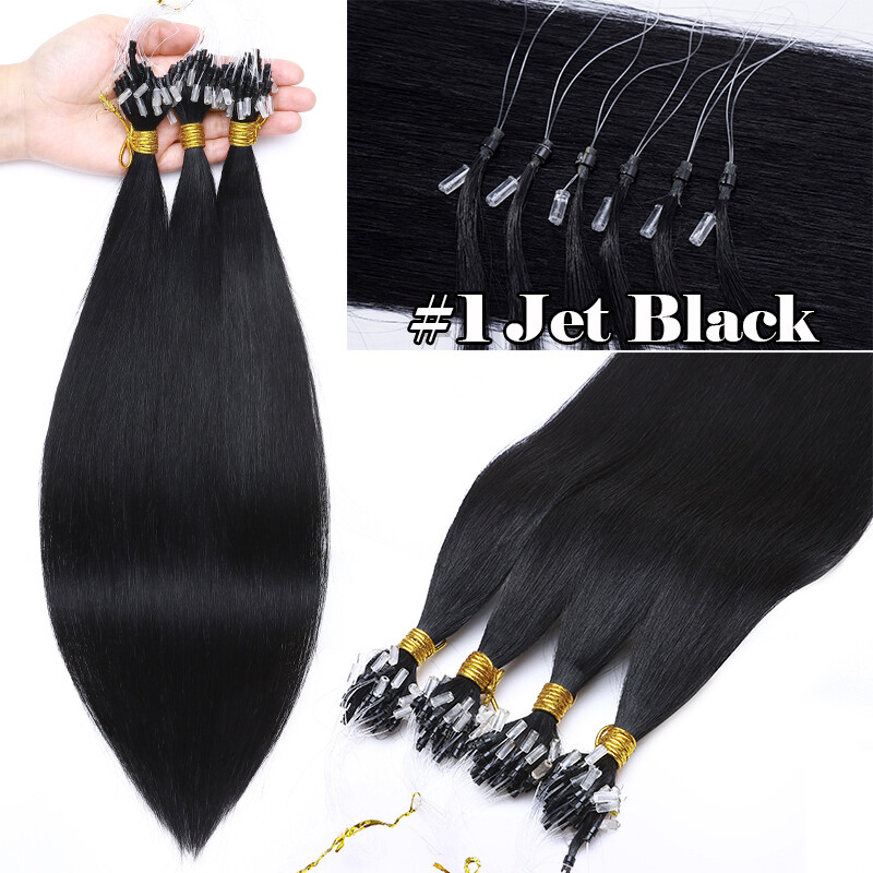 Micro Loop Beads 100% Human Hair Extensions Russian Remy NANO I Tip Rings 24″