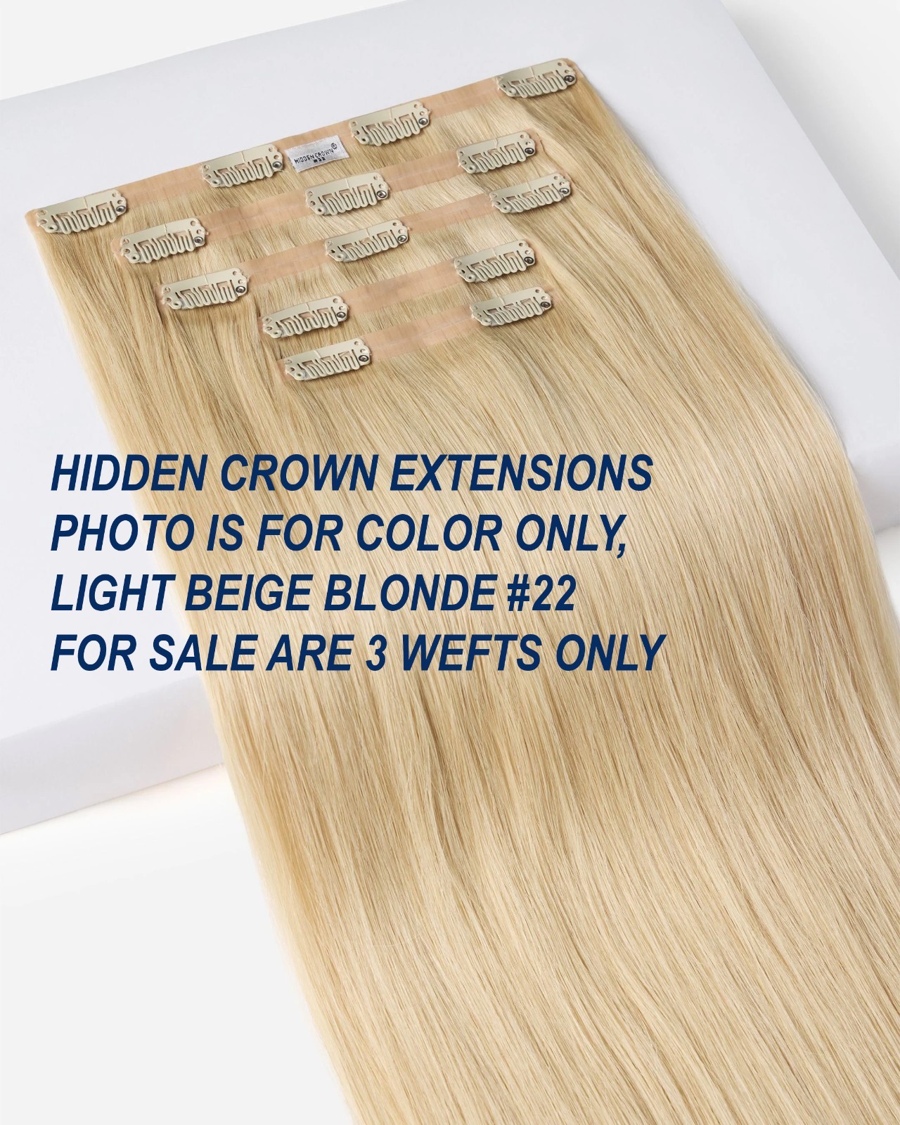 HIDDEN CROWN 18″ CLIP IN LIGHT BEIGE BLONDE HAIR #22 3 EXTENSIONS ORIGINAL NWT