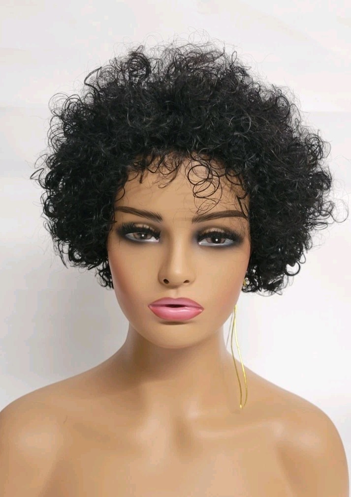🎀 NATURAL SHORT AFRO BLACK KINKY CURLY WIG DAILY FASHION 100% HUMAN HAIR