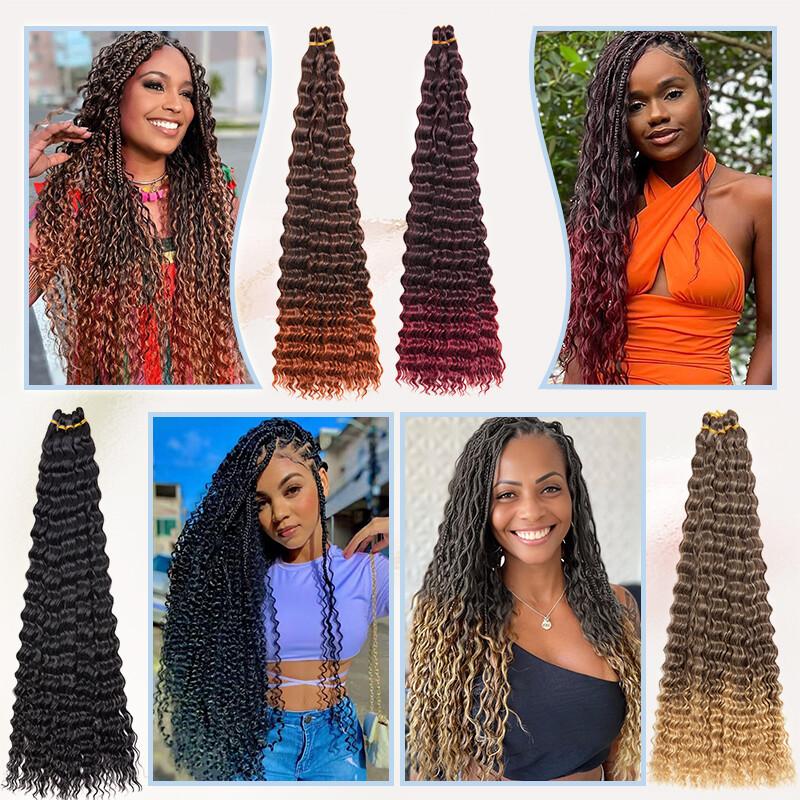 Boho Ocean Crochet Curly Braid Extensions Party Long-lasting Deep Wave Braided