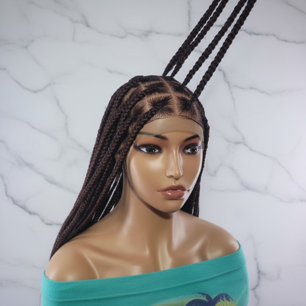 Braided Wig. Lage Knotless Braids. 360 Full Lace cap with Baby Hair. 40 inches