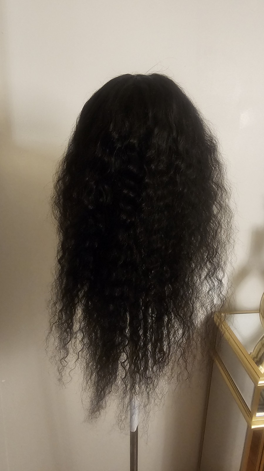High Quality regular Top Black 24 to 26″ curly 100% Virgin Human Hair Lace Wig
