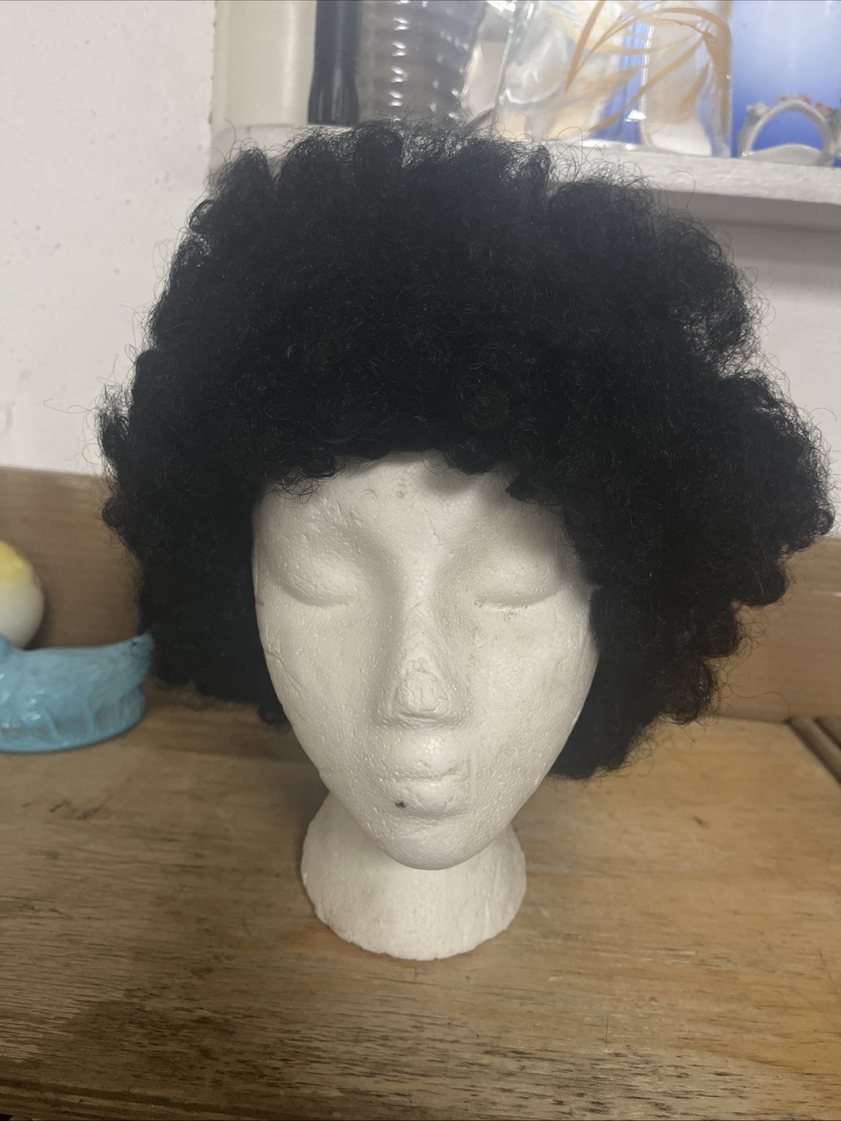 Short Black Curly Fluffy 70s Afro Wig 80s Disco Rocker Wig Heat Resistant Syn…