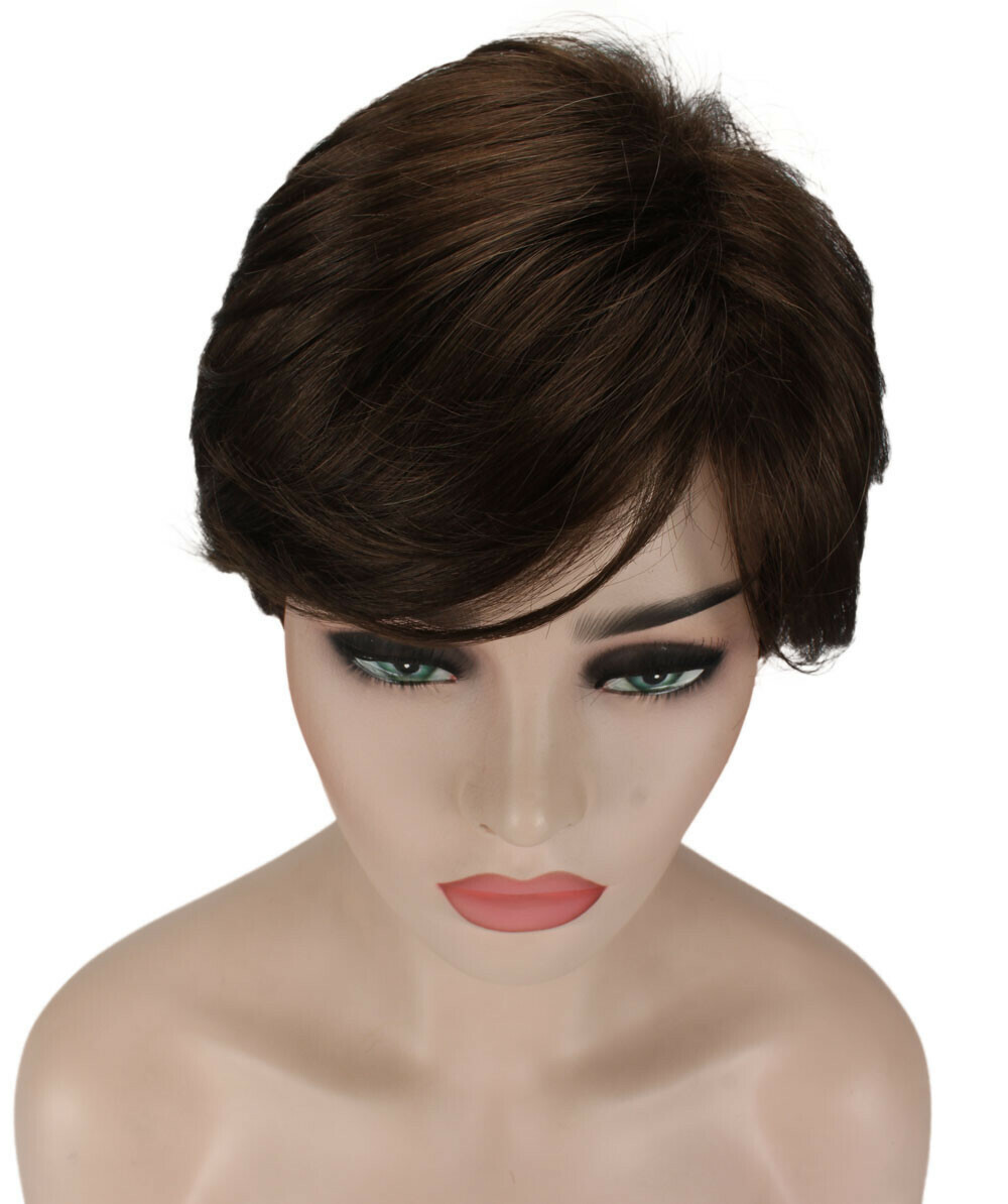 Sophia – Straight Kanekalon Synthetic Fiber Full Wig, 1.5-6 in, Medium Brown