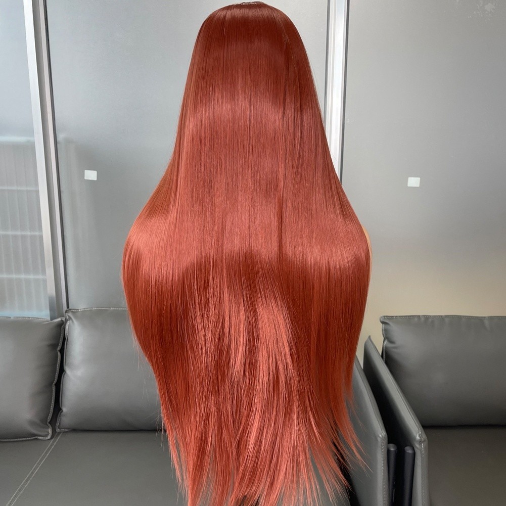 Red Brown 13×4 Futura Synthetic Lace Front Wig Silky Straight 6 Inch Deep Part
