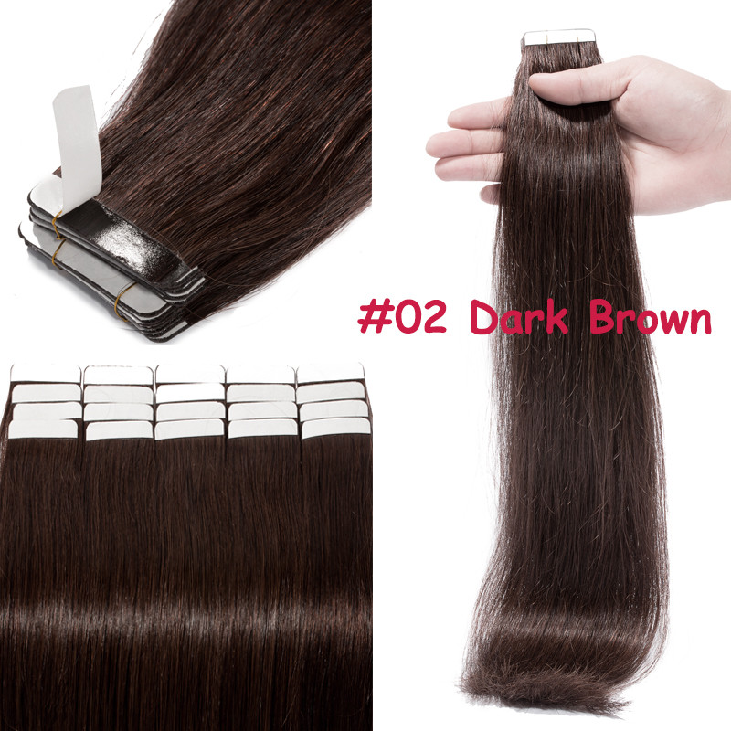100g Tape In Human Hair Extensions FULL HEAD Skin Weft Real THICK 40pcs Ombre US