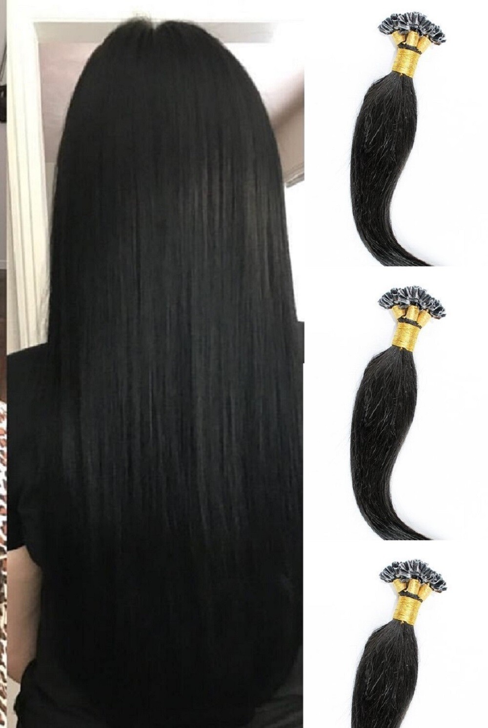 18″,22″ 100grs,100s,U Tip (Nail Tip) Fusion Remy Human Hair Extensions #1