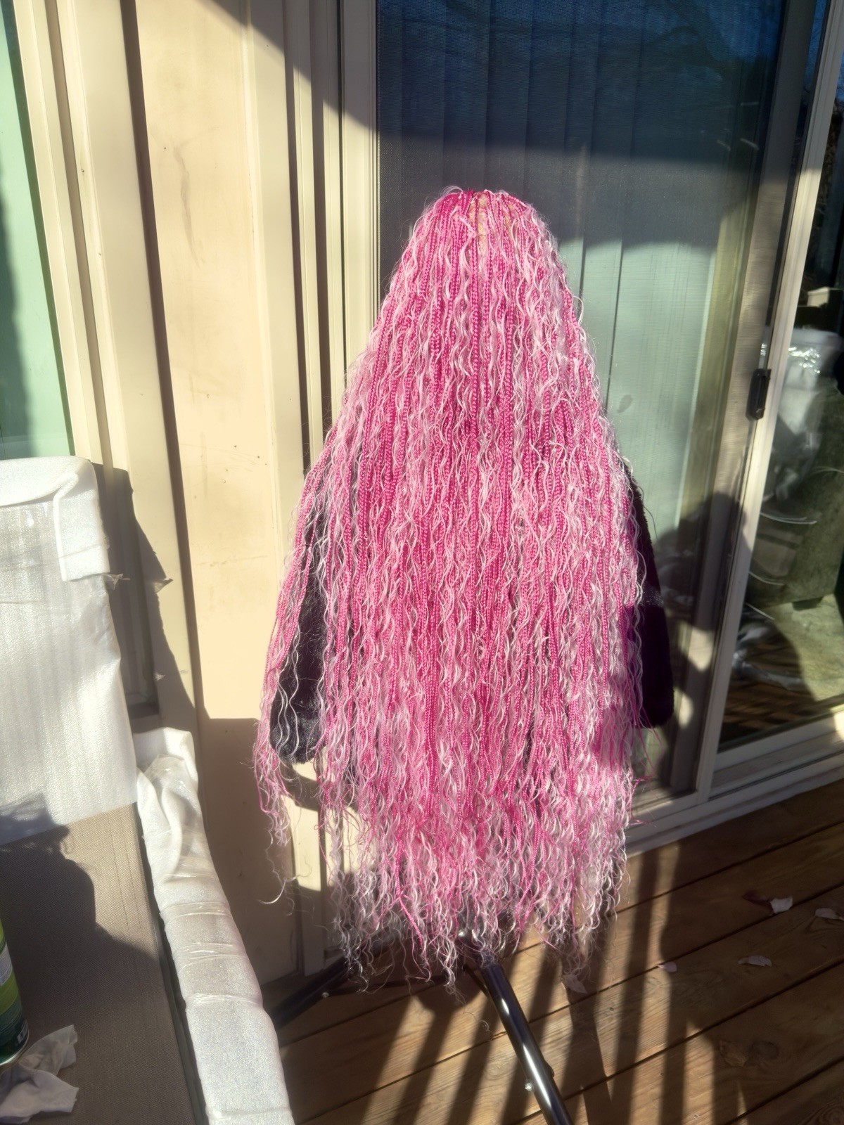 Long Pink Braided Curly Wig for Women | Fashion Wig | 31-40in Hairpiece
