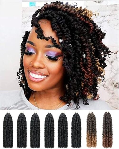 10 Inch 8 Packs Passion Twist Crochet Hair-Mixed 10 Inch (Pack of 8) 1B+T27+T30