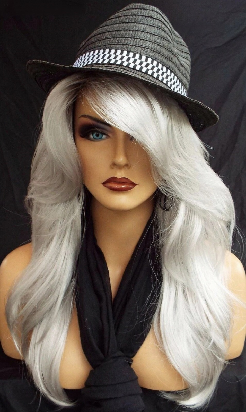 “ANGELICA” DESIGNER WIG ☆ #60 WHITE ROOTED ILLUMINA R LONG FLOWING WAVES SEXY