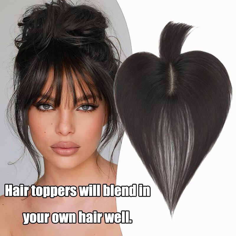 100% Remy Human Hair Topper Clip In Top Full Lace Base MONO Toupee Hairpiece US