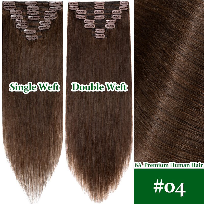 Clip In Extensions 8Pieces BLONDE Remy Human Hair Double/Single Weft Full Head