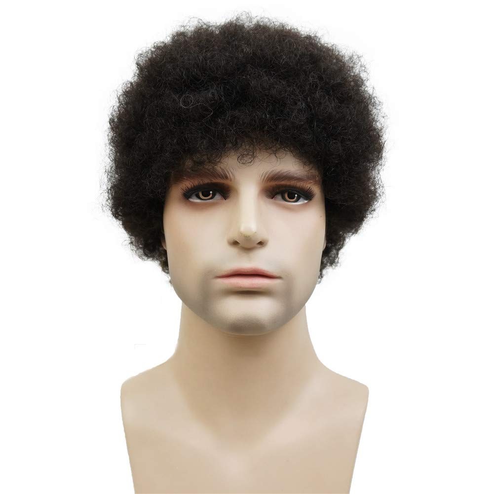 Afro Short Curly Wigs 100_ Human Hair Wig for Black Women or Men African America