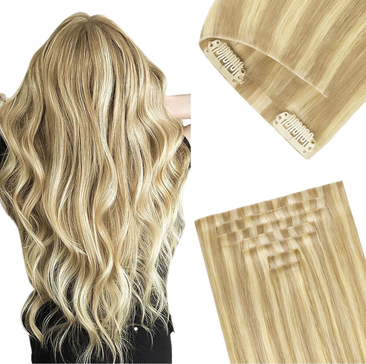 GOO GOO Invisi Edge Clip in Hair Extensions, 16inch 110g 7Pcs, Injected Seamless