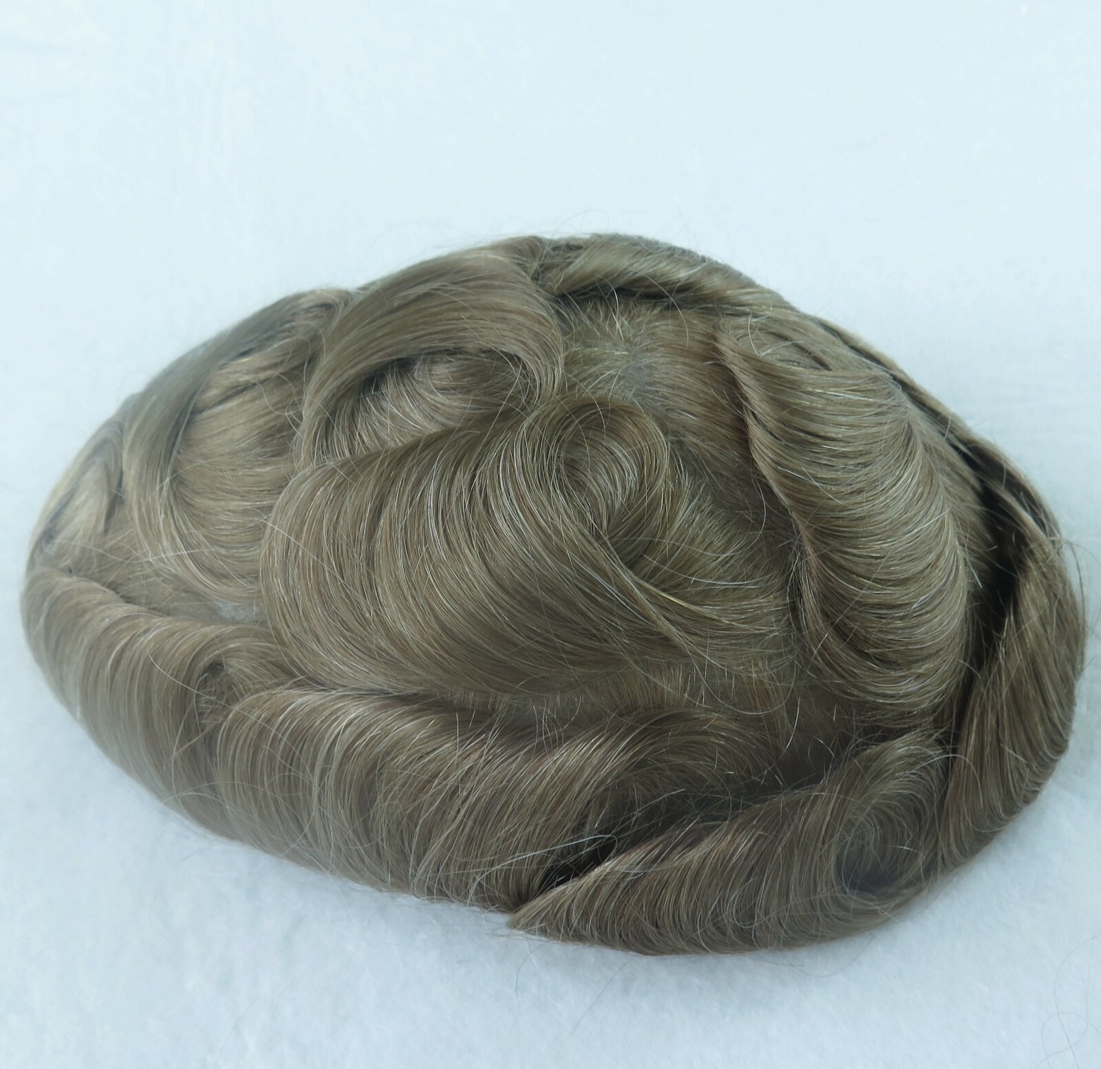 Natural Mens Toupee Hair Replacement System Super Thin Skin V Looped NG #2020