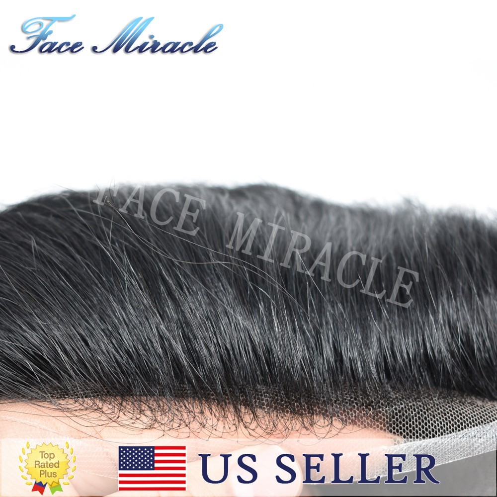 Mono Center Toupee for Men French Lace front Human Hairpiece System Natural Hair