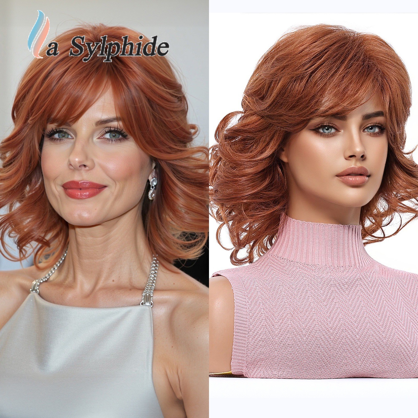 Vintage Short Luffy Curls Synthetic Wig Rose Net Heat Resistant Wig for Older