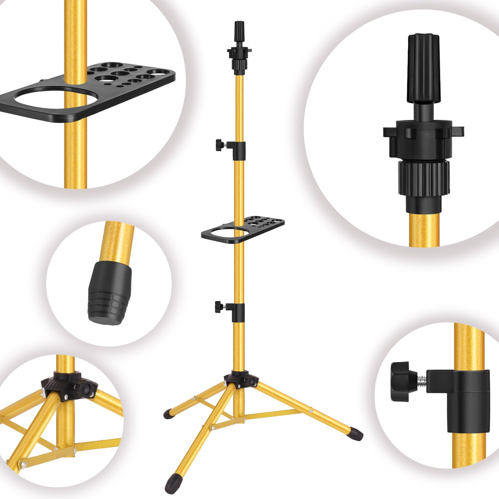 ZQIAN BEAUTY Wig Stand Tripod 50 Inch Metal Mannequin 50 Inch, Golden