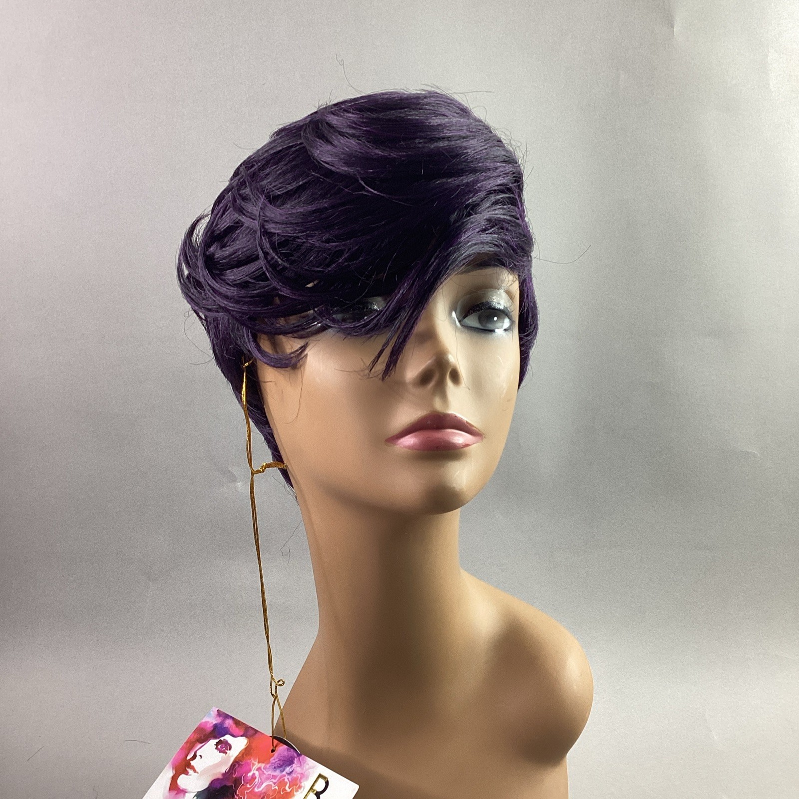 Halo Cutie Straight #Purple Black Human Hair Blend Full Wig