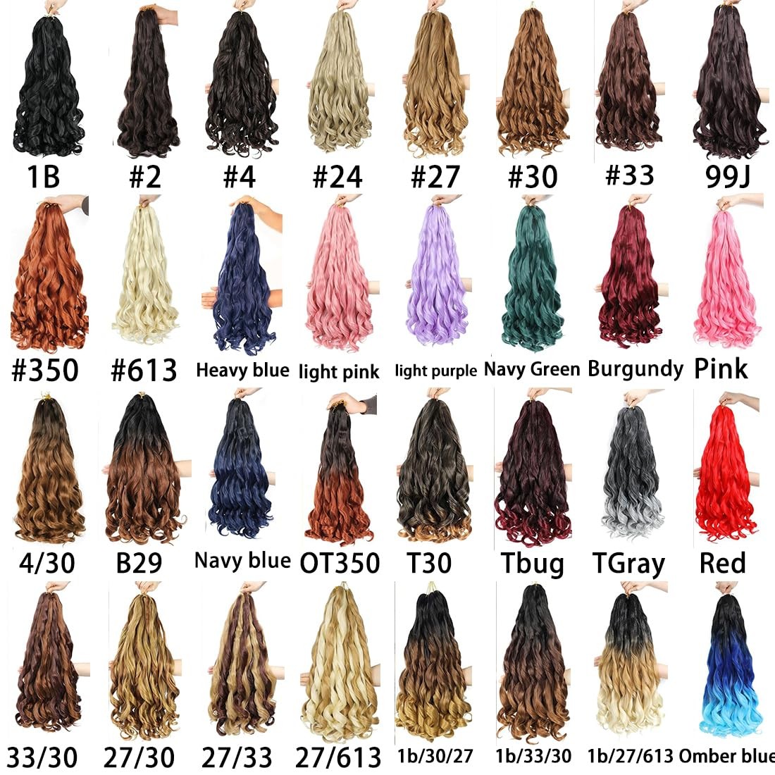 6 Packs French Curl Braiding Hair 18 Inch Loose Wave Bouncy Braiding Hair Pre…