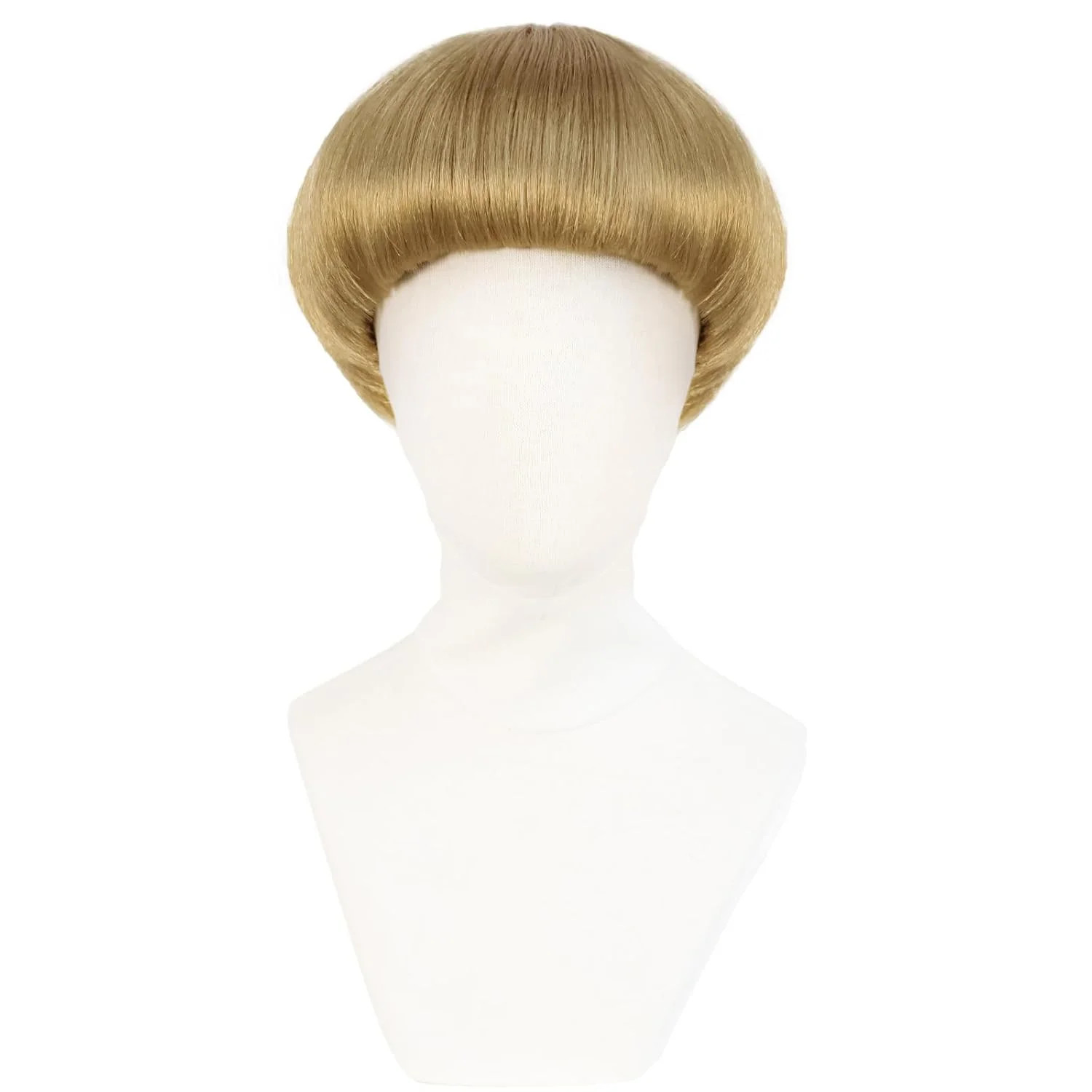Short Blonde Bob Wig with Bangs Mushroom Wigs for Men 60s 70s Bowl Cut Wigs for