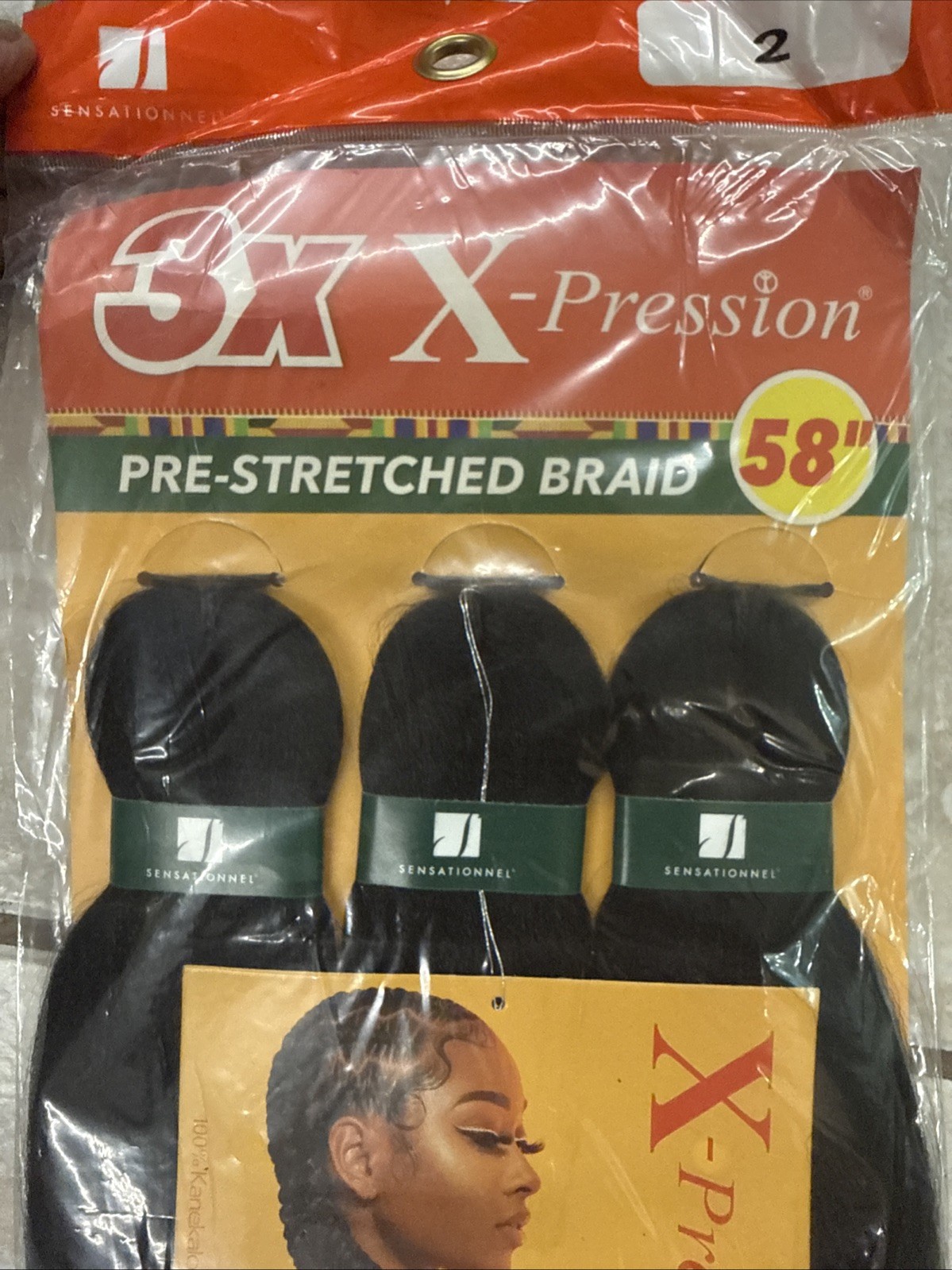 3 PACKS X-pression Expression 100% Kanekalon 3X Braid Hair Pre-Stretched 58″ .