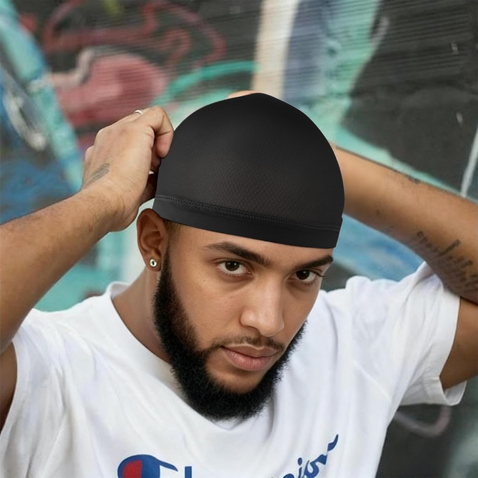 20-Pack Wave Caps for Men – Stretchy Nylon Skull Cap, Wide Elastic Band Anti-…