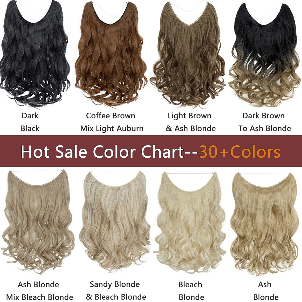 20IN Thick As Human Invisible Wire Clip In Hair Extensions One Piece & Nano Ring