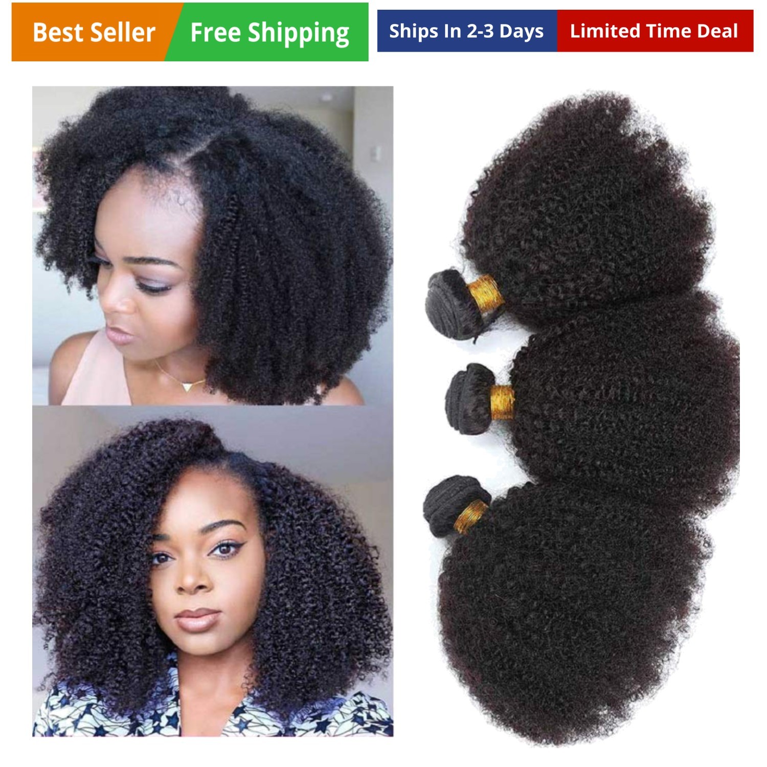Mongolian Afro Kinky Curly Bundles Human Hair 4B 4C Afro Kinky Human Hair Bun…