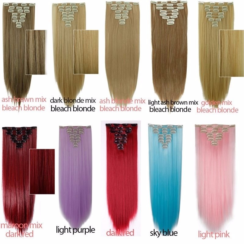 Long 8Pcs Clip in Real Thick as Human Hair Extensions Full Head Dark Ombre US YT
