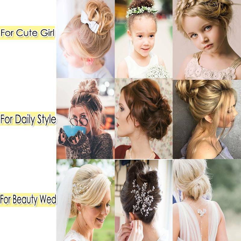 Real 100% Remy Human Hair Scrunchie Ponytail Bun Elastic Band Straight Messy US