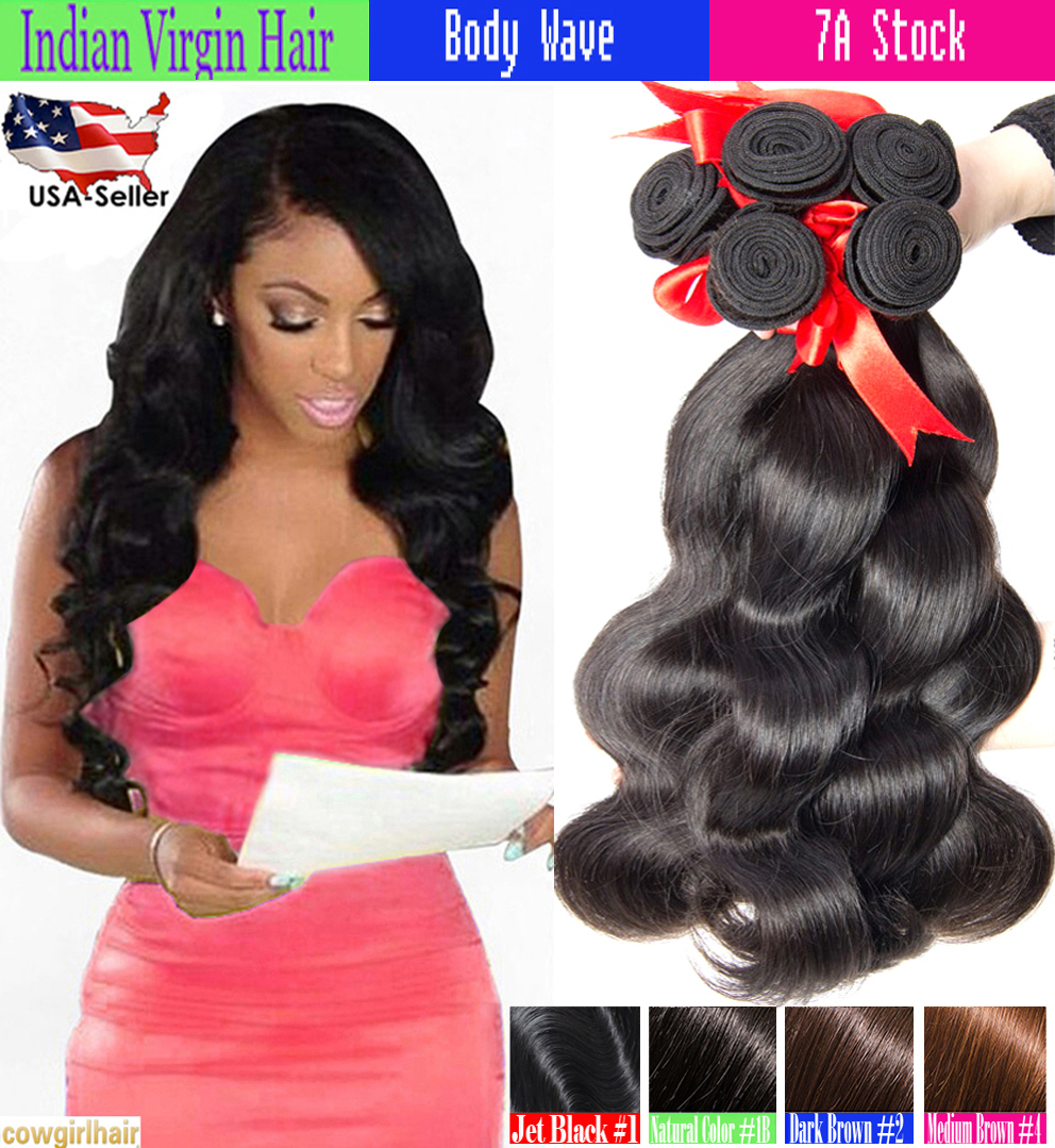 Brazilian Indian Wavy Human Hair Weave Virgin Remy Sew In Body Wave 1 or 3 Bundl